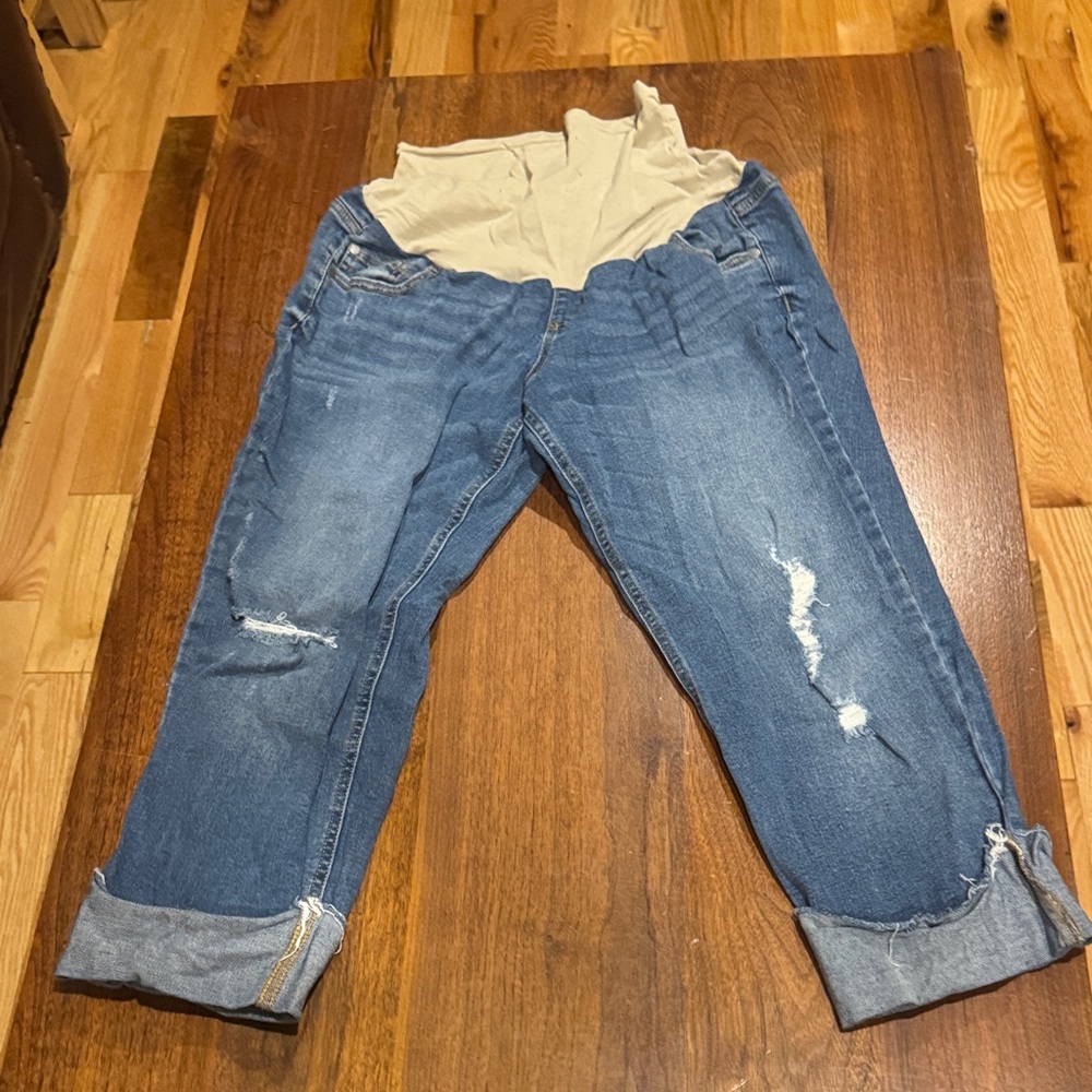 Indigo Blue Distressed Boyfriend Jeans